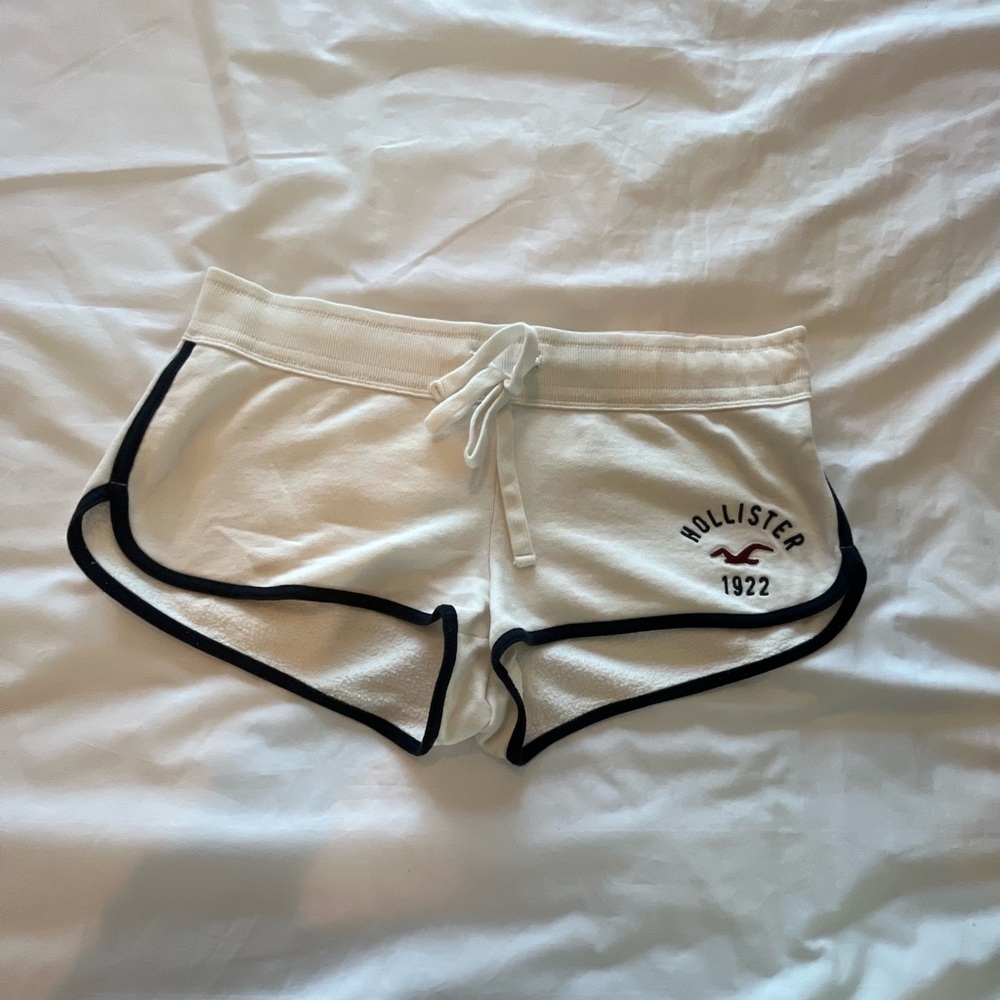 Hollister White Athletic Shorts with Elastic Drawstring Waistband